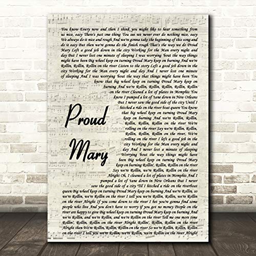 The Card Zoo Proud Mary Vintage Script Song Lyric Print