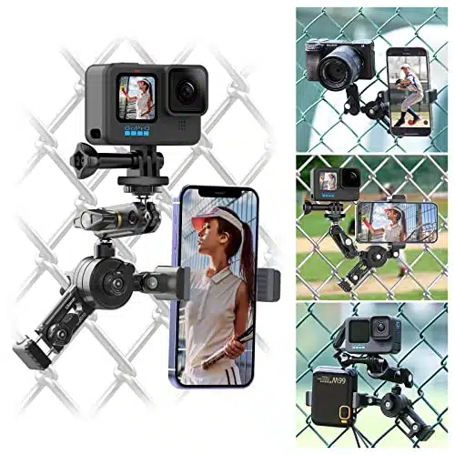 Ulanzi C Fence Mount For Mevo, Gopro, Iphone, Phone, Akaso, Dji Osmo Action, Insta, Mevo Start For Baseball Softball Tennis Recording, Cameras Net Chain Link Fence Clip Mount 