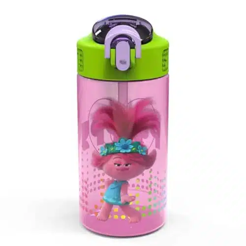 Zak Designs, Inc. Troll Friends Bpa Free Water Bottle For Kids  Themed Kids Insulated Water Bottle With Push Button Spout, Ideal Water Bottle For Kids During School Days And T