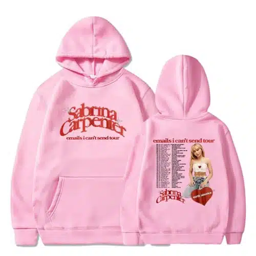 Sabrina Carpenter Emails I Can'T Send Tour Hoodie Long Sleeve Sweatshirts Men Women Fashion Clothes (Pink,Large)