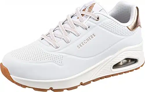 Skechers Women'S Uno Shimmer Away Sneaker, White,