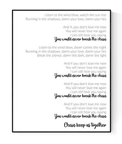 The Chain By Fleetwood Mac Lyrics Poster  Music Art Print (X)