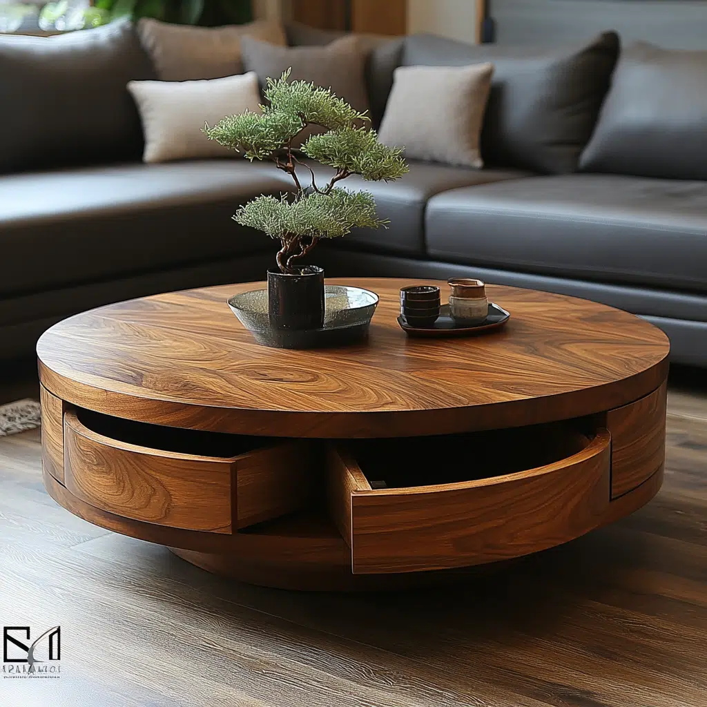 round coffee table with storage