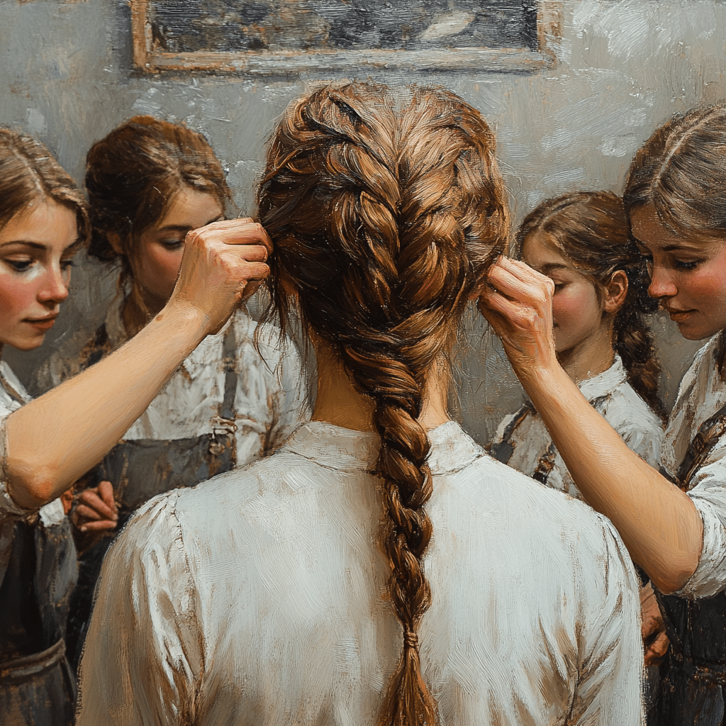 students unbraiding teachers hair