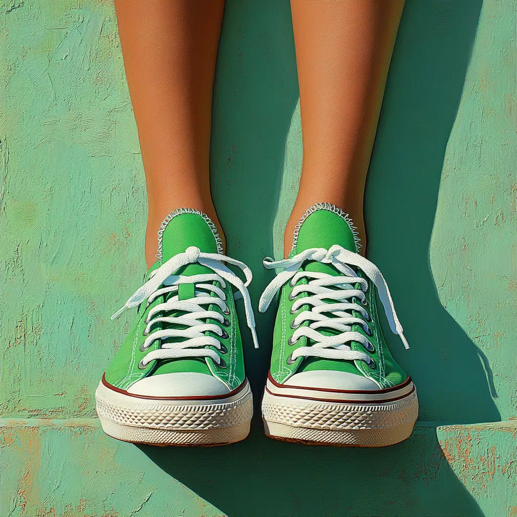 green sneakers